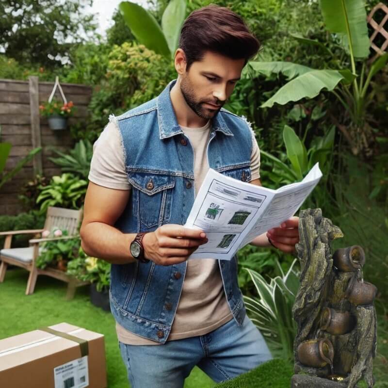 Dekorační fontána v kamenném a elegantním stylu